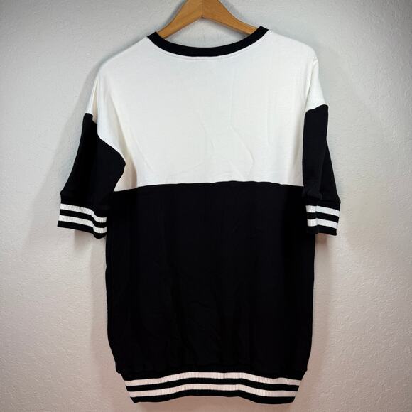 Women's Alice & Olivia Black and White Sweatshirt Short Sleeve Dress Size XS NEW - Picture 6 of 7